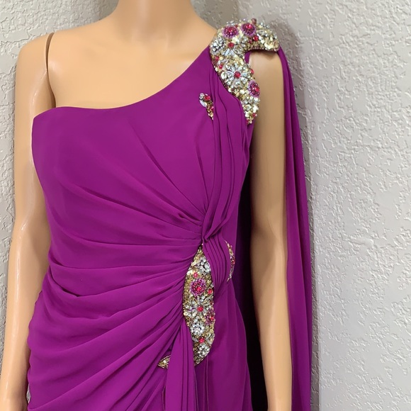Alfabeta Evening Maxi Dress Fuchsia Color Size 2 - Picture 6 of 12